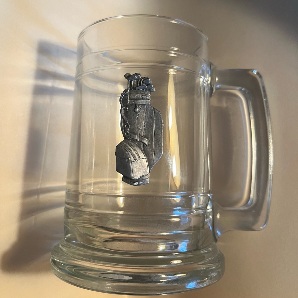 Glass Beer Mug. pewter Golf Bag adornment